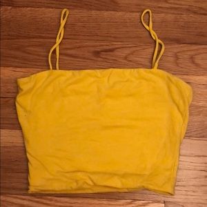 Room Service yellow cropped spaghetti strap top
